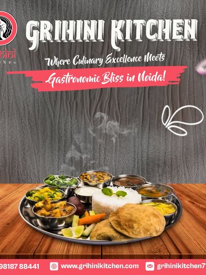 Where culinary excellence meets gastronomic bliss in Noida. Enjoy a complete meal with poori, rice, and a variety of curries.