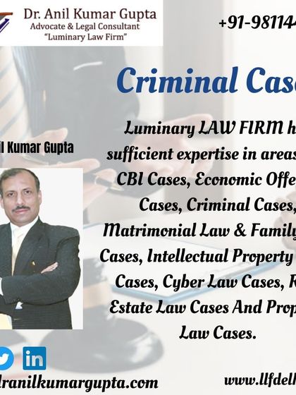 Our firm possesses sufficient expertise across a wide spectrum of legal fields. This includes criminal cases, matrimonial law, cyber law, and property law, ensuring comprehensive legal support.