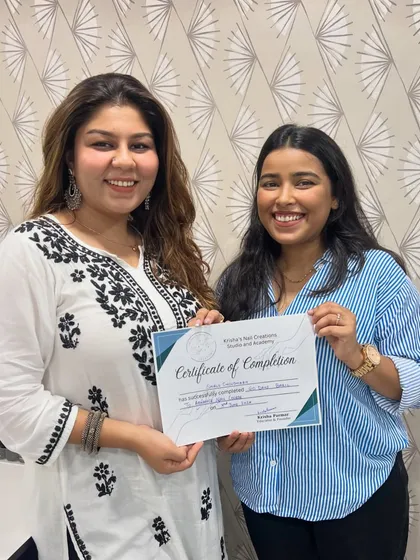 This is Shalu, all smiles after successfully completing her 60-day Basic to Advance Nail Course. My recognized certificate is proof that you have learned the right skills to start your professional journey.