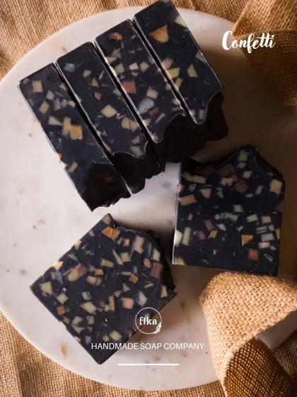 Meet my eco-hero, the Confetti Zero-Waste soap. I create this bar from the nourishing ends of all my soap batches, ensuring no goodness ever goes to waste. It's a beautiful, effective powerhouse blend that's as kind to the planet as it is to your skin.