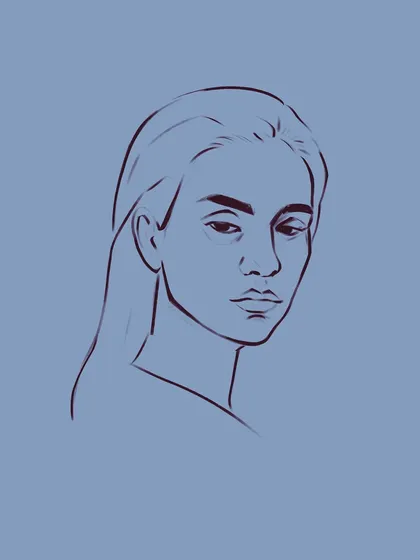 The line art version of a quick digital sketch. Even simple lines can convey a lot of emotion and character, and I enjoy this kind of minimalist practice.