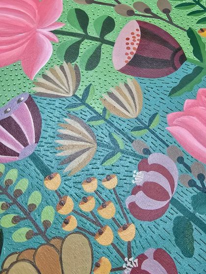 Another detail shot, this time focusing on the cool blues and purples. I love creating abstract floral compositions that play with color and shape.