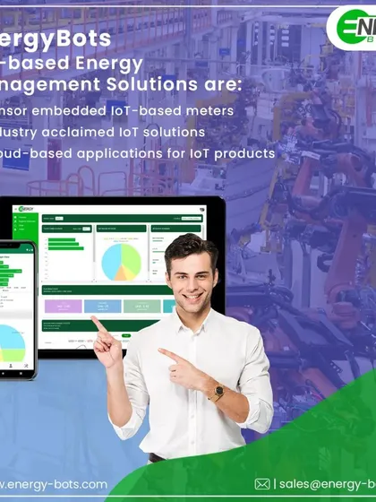 Our energy management solution is a complete package. It includes sensor-embedded IoT meters, industry-proven software, and a cloud-based application that brings all your data together, as shown on the tablet and phone screens here.