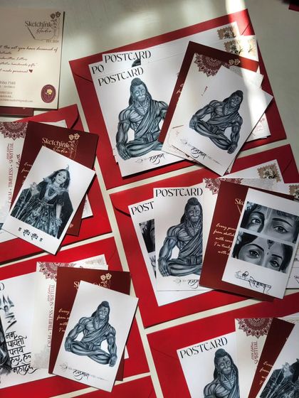 My powerful Hanuman sketch is also available as a postcard. Here they are, packaged and ready to be sent as a message of strength and perseverance to someone you care about.