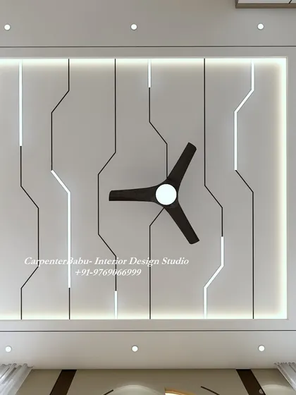 A bedroom ceiling with a dramatic, abstract pattern of linear lights, creating a unique and modern "constellation" effect.