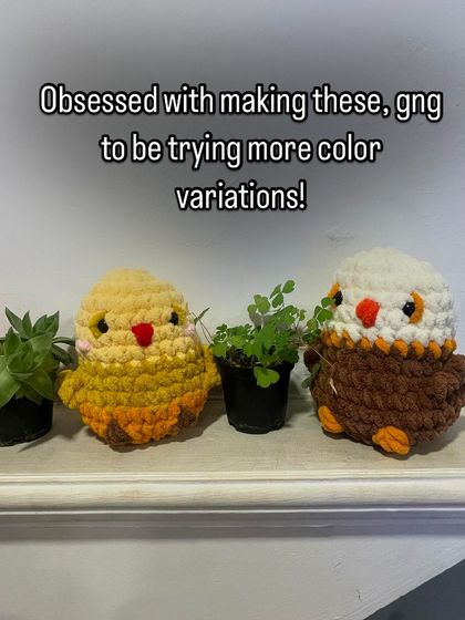 I'm obsessed with making these little birdies! Here are two different color variations of my Bubba the Birdie design. I'm always experimenting with new colors to give each handmade toy a unique look.