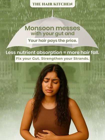 Did you know the monsoon can mess with your gut health? This leads to less nutrient absorption, and your hair pays the price with increased hair fall. Fix your gut to strengthen your strands.