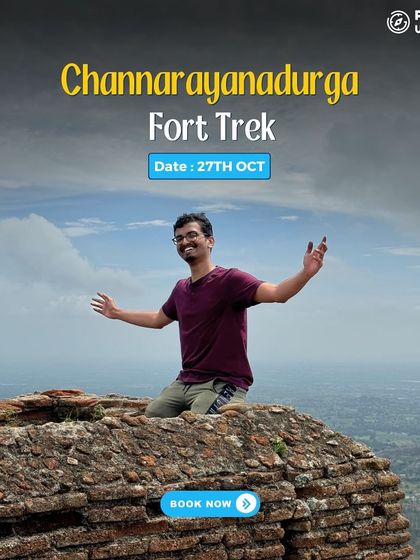 A trekker sits atop the ruins of Channarayanadurga Fort, enjoying a moment of solitude and a spectacular view.