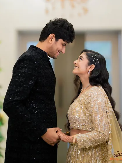 A sweet, candid moment where Apoorv and Shikha are lost in each other's eyes. These are the moments that truly tell the story of your love.
