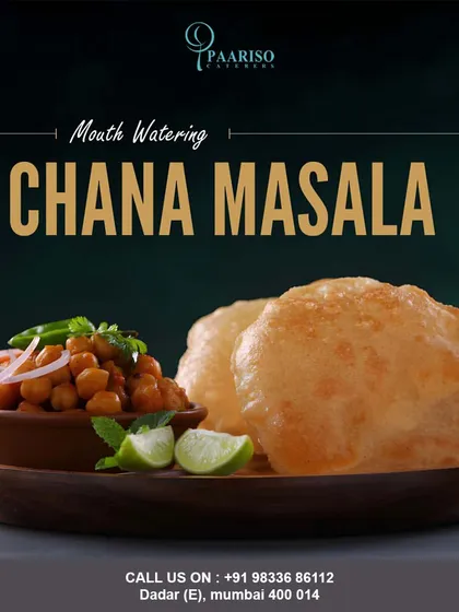 A classic and beloved combination, our Chana Masala is served with fluffy, freshly fried puris. The chickpeas are simmered in a tangy and spicy tomato-based gravy, making it a crowd-pleasing dish for any celebration.
