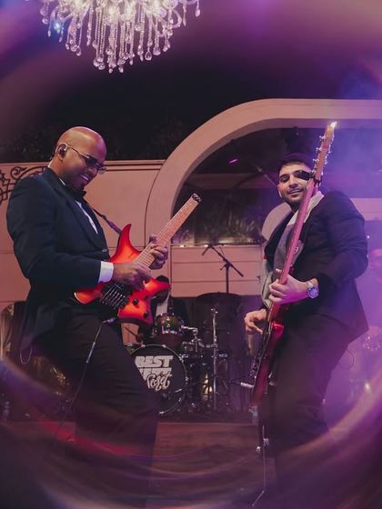 A creative, swirled shot of the live band, capturing the dynamic and soulful energy of their performance.