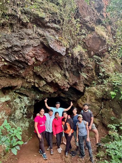 Exploring the Ganesh Guha, a small cave temple on the way to the Kodachadri peak.