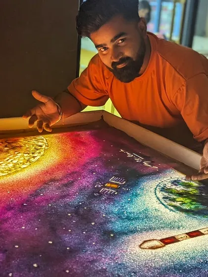 Presenting my colorful sand art tribute to ISRO's Aditya L1 mission.