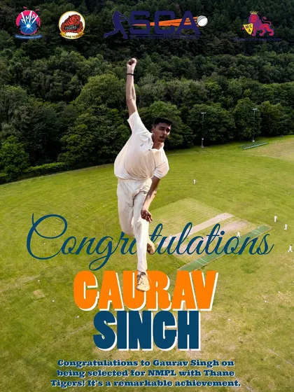 We celebrate Gaurav Singh's selection for the Thane Tigers in the NMPL. Every selection is a victory for the player's hard work and our academy's commitment.