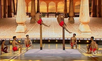 A glimpse from our performance on the Italian TV show 'Lo Show Dei Record'. Our team showcased traditional Mallakhamb postures, bringing this ancient Indian sport to an international television audience.