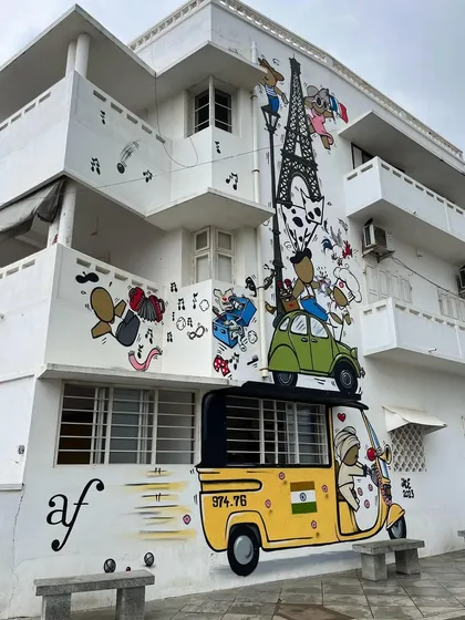 We love exploring the unique character of each destination. Strolling through the French Quarter in Pondicherry, you'll find colorful streets, charming colonial architecture, and vibrant street art that tells a story at every turn.