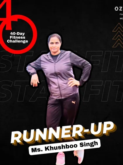 A huge congratulations to our 40-Day Fitness Challenge runner-up, Ms. Khushboo Singh. She demonstrated incredible perseverance and achieved fantastic results throughout the program.