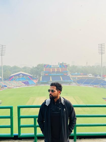 A moment of peace at the stadium. The foggy backdrop adds to the serene atmosphere of the ground.