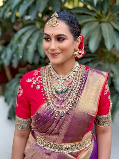 A beautiful outdoor portrait where the natural light enhances the glow of the makeup.