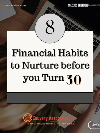 A duplicate visual introducing the "8 Financial Habits" series. Building these habits early is like laying a strong foundation for a tall building.