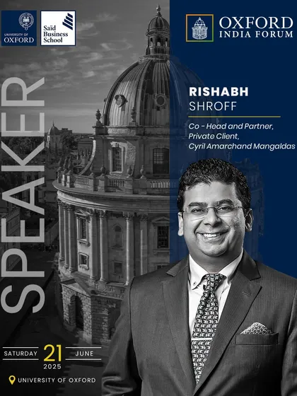 Our global perspective is crucial for clients with international interests. Here, our Partner Rishabh Shroff speaks at the prestigious Oxford India Forum about the legal reforms and policy changes that are shaping wealth creation for India's entrepreneurs on a global stage.