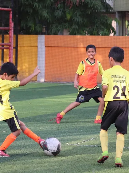 A player takes a shot on goal during a practice match, putting his skills to the test.