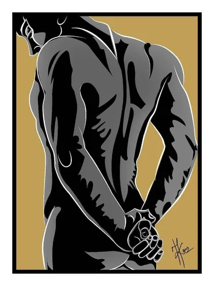 A minimalist illustration of a male figure. The piece is inspired by the quote, 'A wise man once said nothing', suggesting that sometimes strength is found in silence and observation.