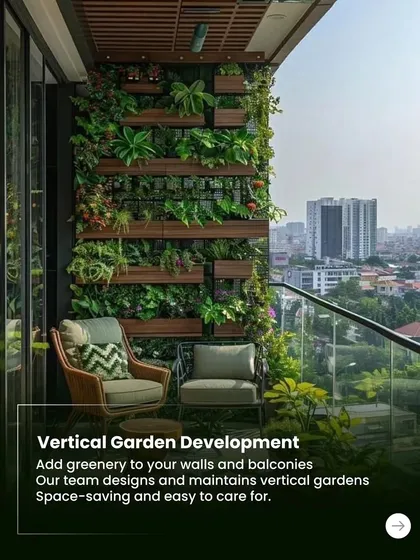 Even a high-rise balcony can become a lush vertical garden. We designed this space-saving solution to bring the beauty of nature to an urban apartment, creating a private green sanctuary with a stunning city view.
