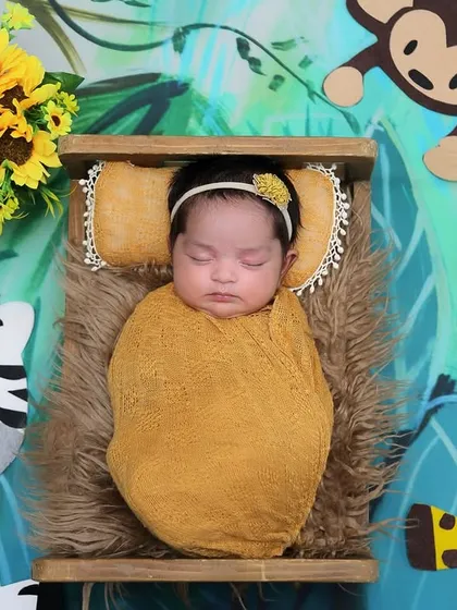 A cute and colorful jungle safari theme. With friendly animal cutouts and a bright, leafy backdrop, this setup creates a fun and adventurous scene for a sleeping baby.