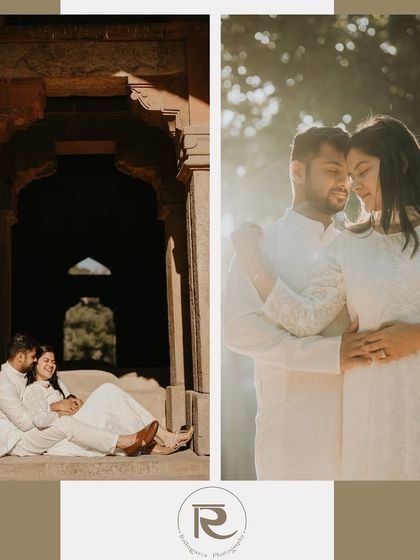 This diptych captures both a cozy, candid moment inside a stone archway and a gentle, sunlit embrace, telling a story of comfort and love at a historic location.