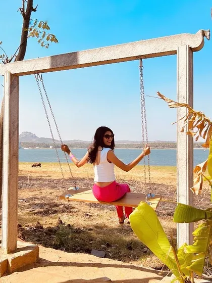 Swinging into relaxation. Our lakeside swing is a favorite spot for guests to unwind and take in the beautiful views.