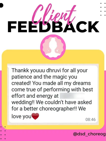 "You made all my dreams come true of performing with best effort and energy at wedding!!" This is my ultimate goal for every bride and groom.