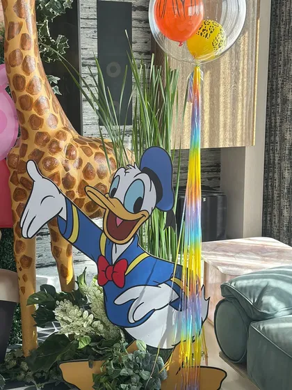 Custom cutouts of beloved characters like Donald Duck and Mickey Mouse were placed throughout the venue, creating perfect photo opportunities for the little guests.