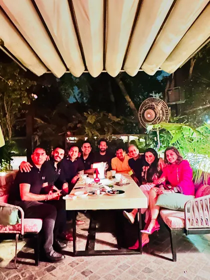 The celebration continues with a group dinner. Good food, good friends.