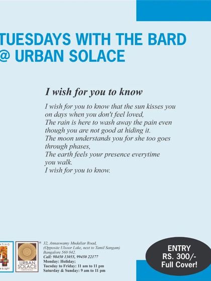 "I wish for you to know," a simple yet profound poem expressing love and empathy, shared as part of our 'Tuesdays with the Bard' showcase.