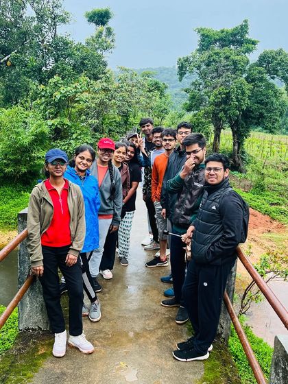 Posing on a small bridge during the Chikmagalur exploration.
