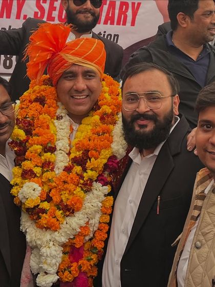 Congratulating a senior colleague on his victory for the post of Hony. Secretary of the Saket Bar Association. A strong network is built on mutual support.