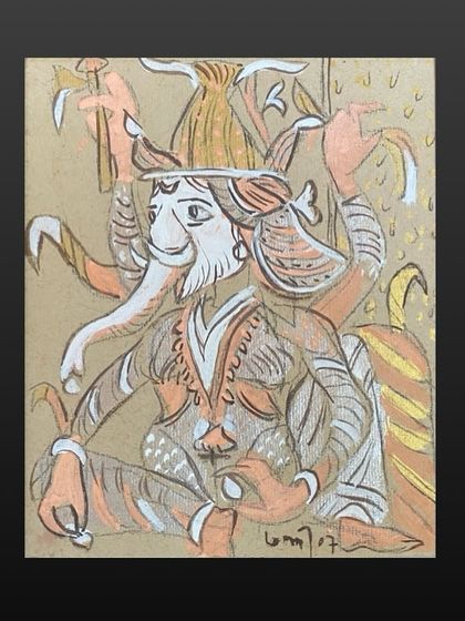 A beautiful 2007 watercolour on handmade paper by K. G. Subramanyan, depicting Lord Ganesha. This piece was featured as Lot 1 in one of our no-reserve auctions, offering a chance to acquire a work by this master artist.