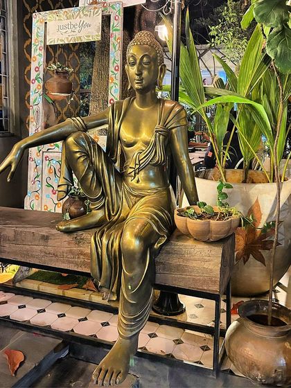 This relaxed Buddha statue is a beautiful reminder to just go be your favorite self. Embrace your authentic nature with ease and grace.