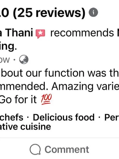 "Best thing about our function was the food." This review from Reena Thani says it all. We are so glad she recommends us for our variety, taste, and hospitality.