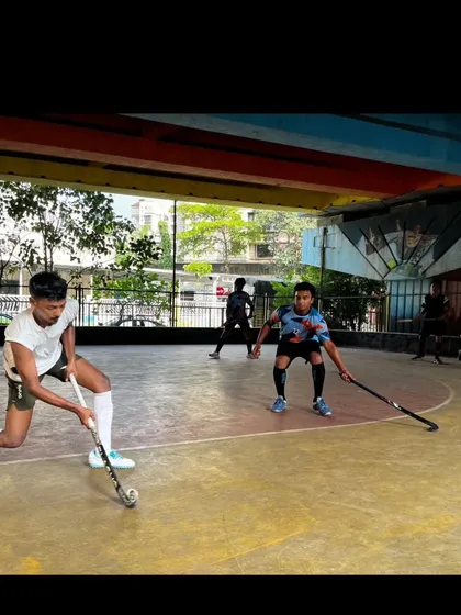 An intense moment from one of our Sunday practice games. Our junior players learn to handle pressure, control the ball while on the move, and develop their field hockey game sense in a competitive setting.
