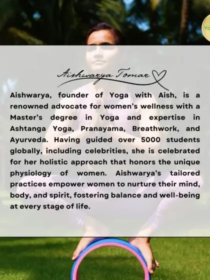 We collaborate with renowned experts like Aishwarya Tomar to bring specialized knowledge to our community. This graphic introduces her expertise in women's wellness for one of our workshops.