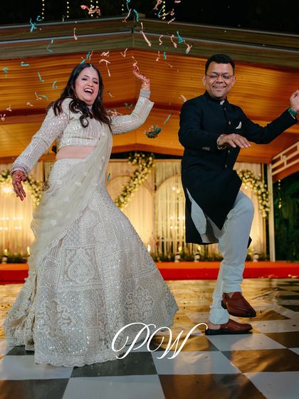 From the dance floor to the wedding aisle. This couple's energy at their Sangeet was infectious, setting the tone for a weekend of non-stop celebration.
