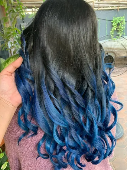 Making waves with this blue tick worthy transformation. This is a color refresh on pre-lightened hair, keeping the blue vibrant and beautiful.