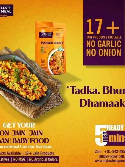 Tadka. Bhurji. Dhamaaka. My Paneer Bhurji is available in both Jain (no onion, no garlic) and non-Jain versions, ready in minutes.