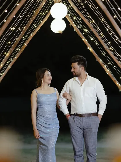 A romantic walk through a triangular archway of fairy lights. This is one of my most popular night setups, creating a stunning and magical effect.