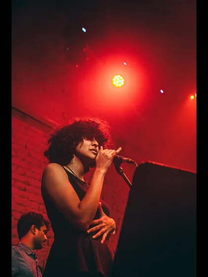 Another angle from the Antisocial gig. The lighting and atmosphere of a club show allow for a different kind of emotional expression, and I'm adept at tailoring my performance to fit that vibe.