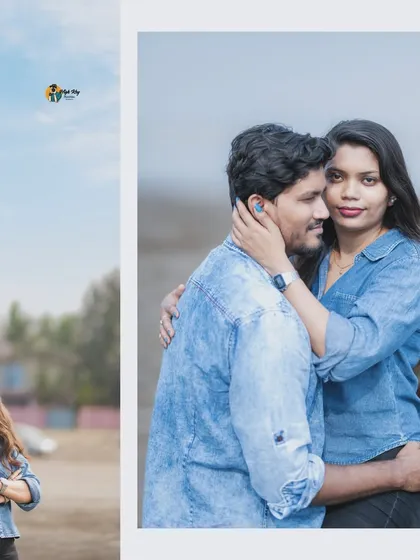 A collage featuring a solo portrait of the bride and a romantic close-up of the couple, showcasing different moods from the same shoot.