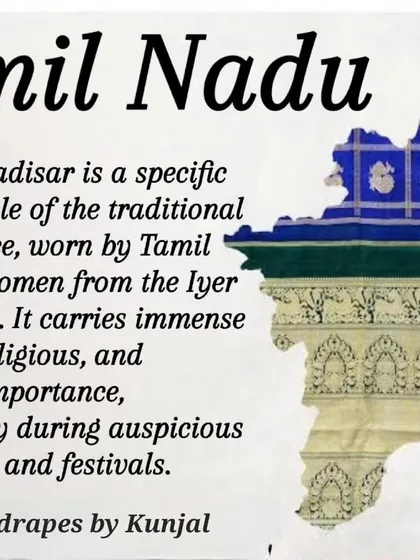An introduction to the Iyer Madisar, a culturally significant draping style from Tamil Nadu. I share the history and importance of such drapes in my workshops to deepen the appreciation for them.