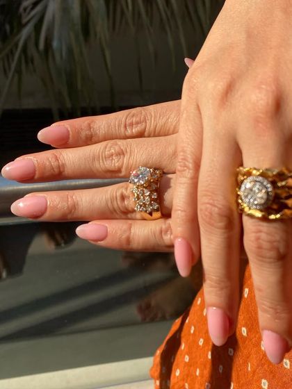 A beautiful, sheer pink gel overlay that gives the nails a healthy, polished, and natural look.